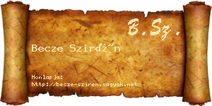 Becze Szirén névjegykártya